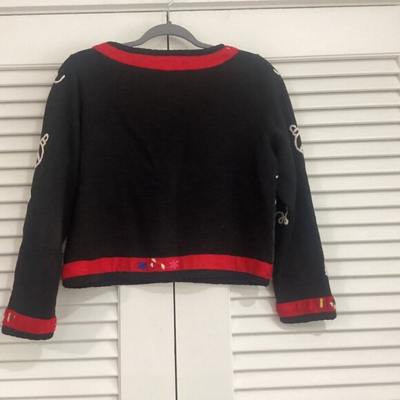 Vintage 90s Michael Simon Petite Size P Christmas Cardigan Sweater With Embroide - Picture 2 of 14